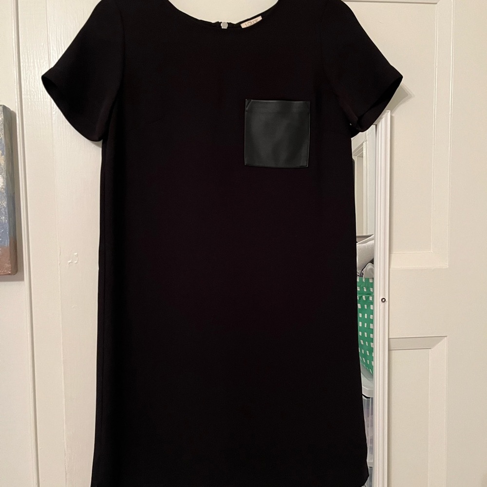 Jcrew Black dress w/leather pocket